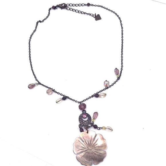 Cookie Lee Flower Pendant Charm Necklace Lobster Closure Extender Chain 14"-17" - Picture 1 of 4
